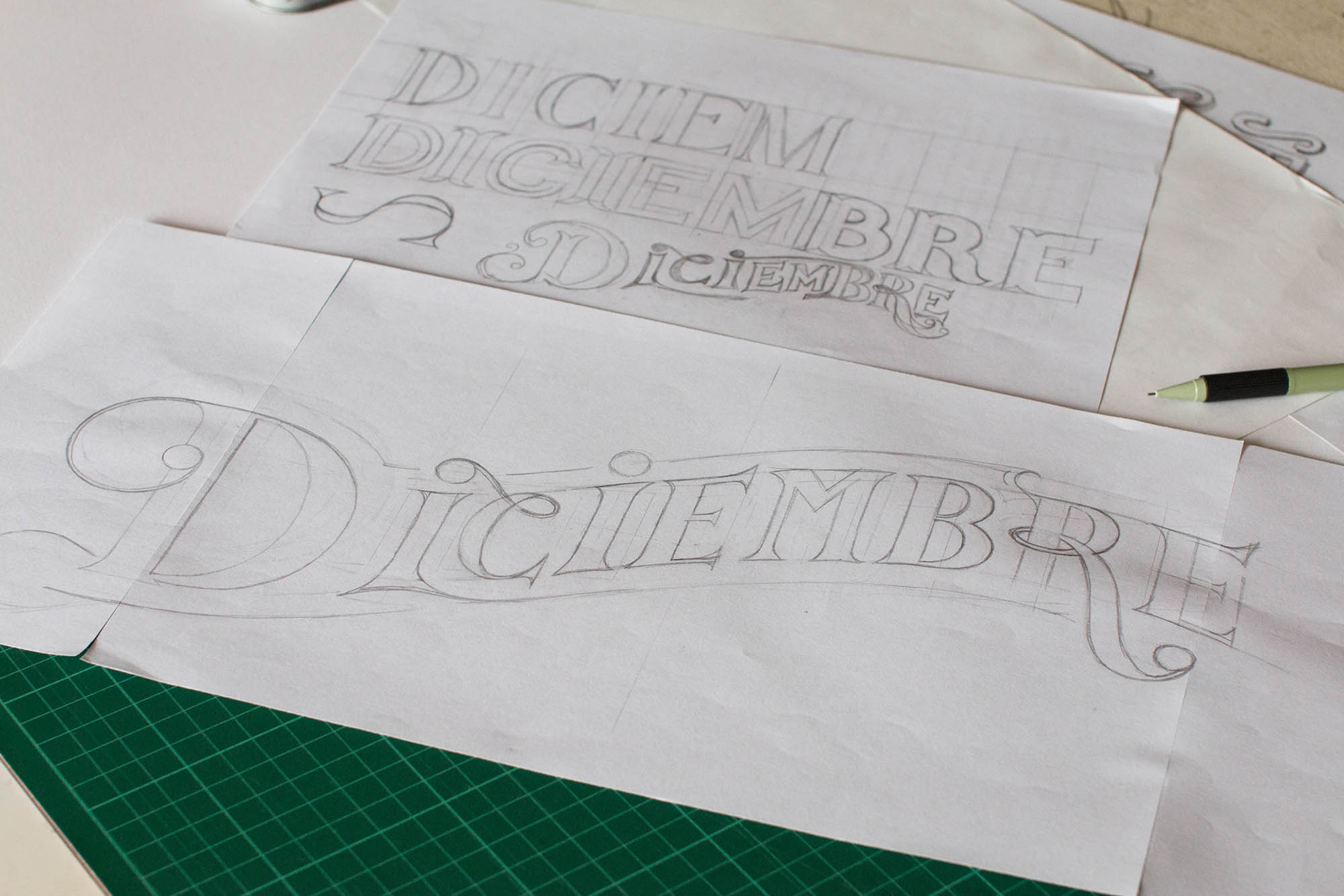 Sketches for the lettering project "The Months".